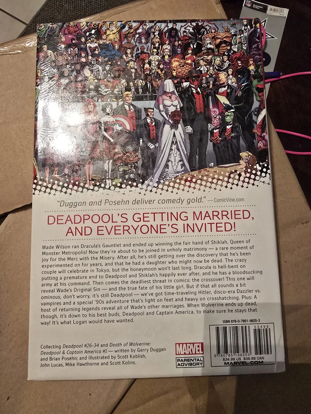 New Marvel Deadpool Comic Party Hardcover Book- Red & Black